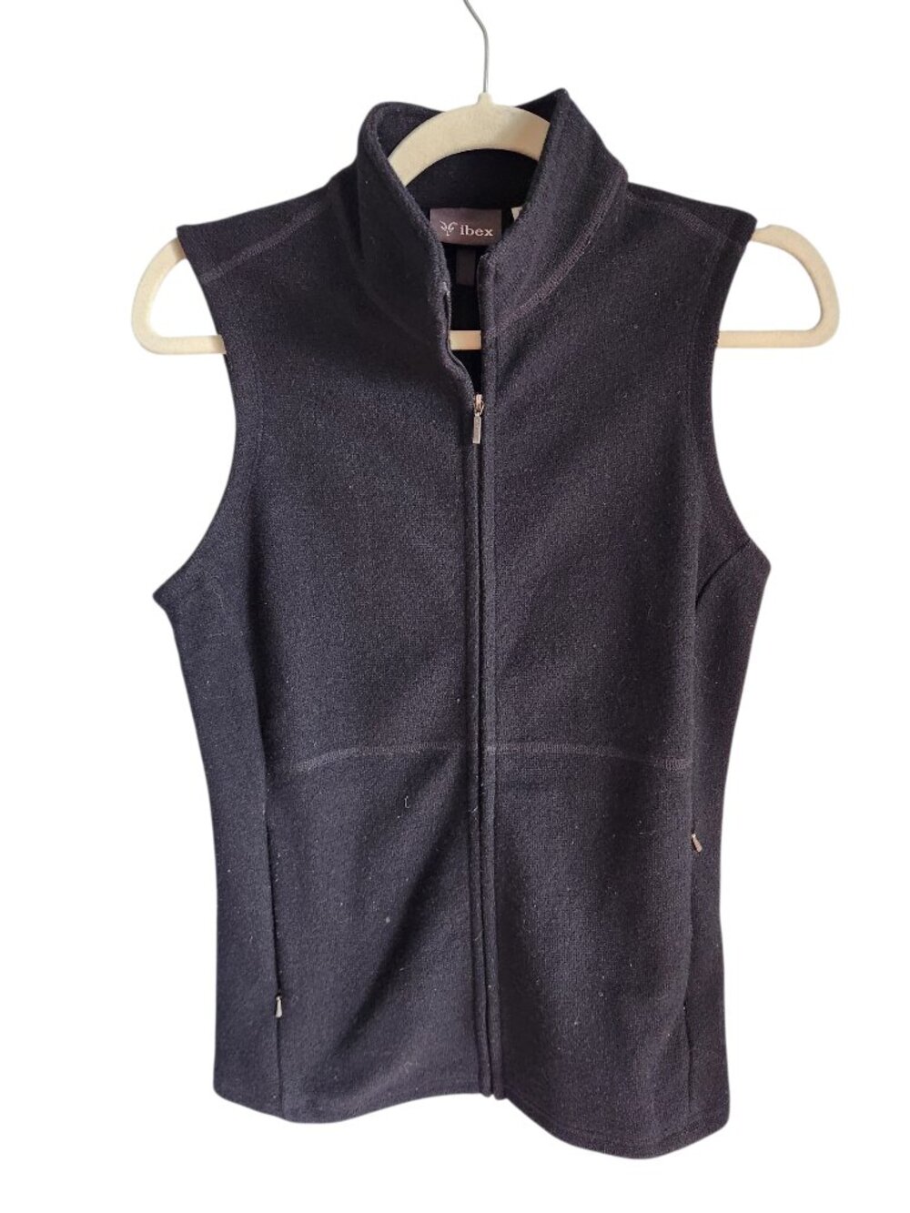 Ibex Vest Women's Black Small Full Zip Merino Wool Blend Pockets